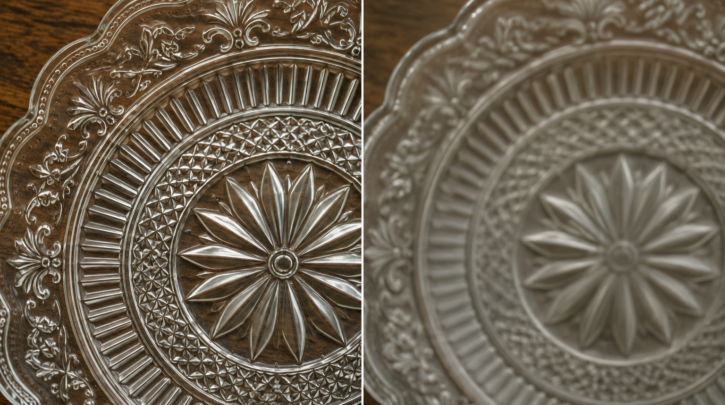 Illustration comparing sharp original mold detail against blurred reproduction detail