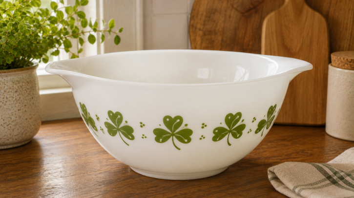 Illustration of the ultra-rare Lucky in Clover vintage Pyrex pattern